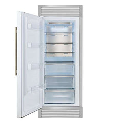 Forno Maderno 28-Inch Built-In Convertible Refrigerator in White with Antique Brass Handle, 13.6 cu.ft. with Decorative Trim - 32-Inch Wide - FFFFD1722-32 - The Home Selection