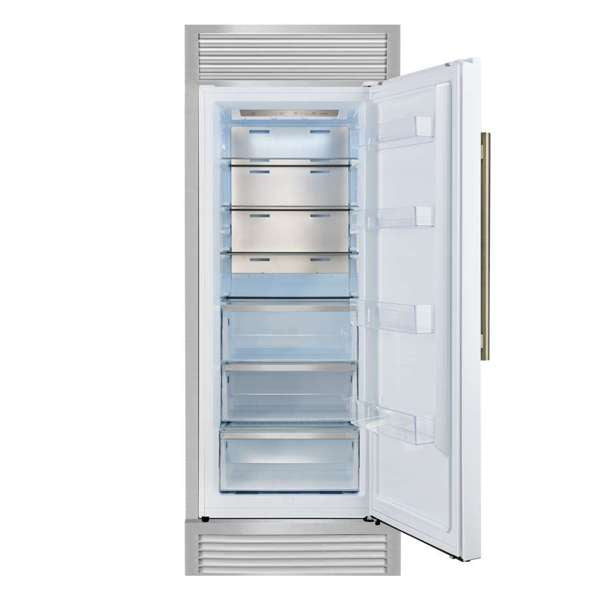 Forno Maderno 28-Inch Built-In Convertible Refrigerator in White with Antique Brass Handle, 13.6 cu.ft. with Decorative Trim - 32-Inch Wide - FFFFD1722-32 - The Home Selection
