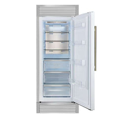Forno Maderno 28-Inch Built-In Convertible Refrigerator in White with Antique Brass Handle, 13.6 cu.ft. with Decorative Trim - 32-Inch Wide - FFFFD1722-32 - The Home Selection