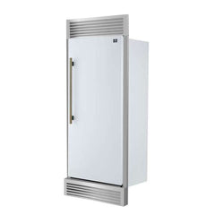 Forno Maderno 28-Inch Built-In Convertible Refrigerator in White with Antique Brass Handle, 13.6 cu.ft. with Decorative Trim - 32-Inch Wide - FFFFD1722-32 - The Home Selection