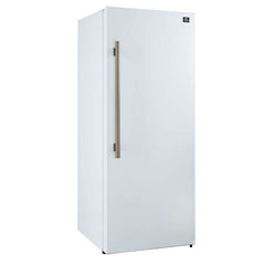 Forno Maderno 28-Inch Built-In Convertible Refrigerator in White with Antique Brass Handle, 13.6 cu.ft. with Decorative Trim - 32-Inch Wide - FFFFD1722-32 - The Home Selection
