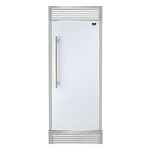 Forno Maderno 28-Inch Built-In Convertible Refrigerator in White with Antique Brass Handle, 13.6 cu.ft. with Decorative Trim - 32-Inch Wide - FFFFD1722-32 - The Home Selection