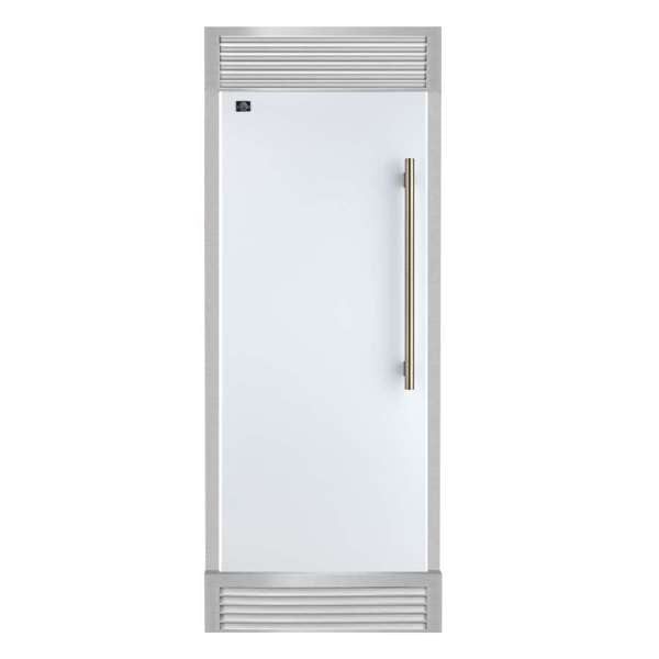 Forno Maderno 28-Inch Built-In Convertible Refrigerator in White with Antique Brass Handle, 13.6 cu.ft. with Decorative Trim - 32-Inch Wide - FFFFD1722-32 - The Home Selection