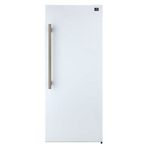 Forno Maderno 28-Inch Built-In Convertible Refrigerator in White with Antique Brass Handle, 13.6 cu.ft. with Decorative Trim - 32-Inch Wide - FFFFD1722-32 - The Home Selection