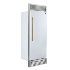 Forno Maderno 28-Inch Built-In Convertible Refrigerator in White with Antique Brass Handle, 13.6 cu.ft. with Decorative Trim - 32-Inch Wide - FFFFD1722-32 - The Home Selection