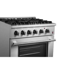 Forno Marco 30-inch Dual Fuel Range Stainless Steel, 4 Sealed Burners - 37,000 BTU, 4.32 cu.ft. True Convection Oven - FFSGS6197-30 - The Home Selection
