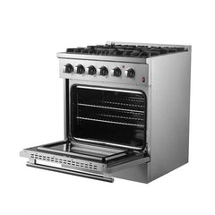 Forno Marco 30-inch Dual Fuel Range Stainless Steel, 4 Sealed Burners - 37,000 BTU, 4.32 cu.ft. True Convection Oven - FFSGS6197-30 - The Home Selection