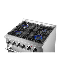 Forno Marco 30-inch Dual Fuel Range Stainless Steel, 4 Sealed Burners - 37,000 BTU, 4.32 cu.ft. True Convection Oven - FFSGS6197-30 - The Home Selection