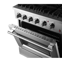 Forno Marco 30-inch Dual Fuel Range Stainless Steel, 4 Sealed Burners - 37,000 BTU, 4.32 cu.ft. True Convection Oven - FFSGS6197-30 - The Home Selection
