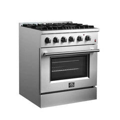Forno Marco 30-inch Dual Fuel Range Stainless Steel, 4 Sealed Burners - 37,000 BTU, 4.32 cu.ft. True Convection Oven - FFSGS6197-30 - The Home Selection