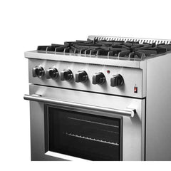 Forno Marco 30-inch Dual Fuel Range Stainless Steel, 4 Sealed Burners - 37,000 BTU, 4.32 cu.ft. True Convection Oven - FFSGS6197-30 - The Home Selection