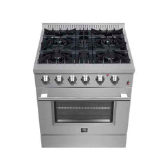 Forno Marco 30-inch Dual Fuel Range Stainless Steel, 4 Sealed Burners - 37,000 BTU, 4.32 cu.ft. True Convection Oven - FFSGS6197-30 - The Home Selection