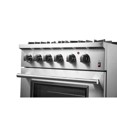 Forno Marco 30-inch Dual Fuel Range Stainless Steel, 4 Sealed Burners - 37,000 BTU, 4.32 cu.ft. True Convection Oven - FFSGS6197-30 - The Home Selection