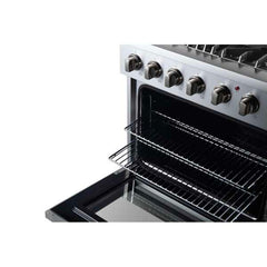Forno Marco 30-inch Dual Fuel Range Stainless Steel, 4 Sealed Burners - 37,000 BTU, 4.32 cu.ft. True Convection Oven - FFSGS6197-30 - The Home Selection