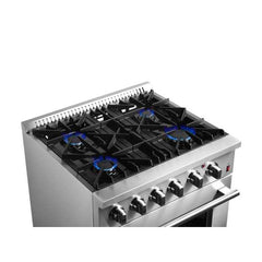 Forno Marco 30-inch Dual Fuel Range Stainless Steel, 4 Sealed Burners - 37,000 BTU, 4.32 cu.ft. True Convection Oven - FFSGS6197-30 - The Home Selection