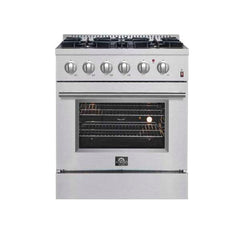 Forno Marco 30-inch Dual Fuel Range Stainless Steel, 4 Sealed Burners - 37,000 BTU, 4.32 cu.ft. True Convection Oven - FFSGS6197-30 - The Home Selection