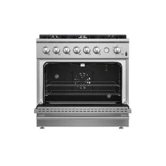Forno Marco 36" Gas Range with 6 Burners, 5.36 cu.ft. Convection Oven, and Temperature Gauge in Stainless Steel - FFSGS6277-36 - The Home Selection
