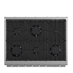 Forno Marco 36" Gas Range with 6 Burners, 5.36 cu.ft. Convection Oven, and Temperature Gauge in Stainless Steel - FFSGS6277-36 - The Home Selection