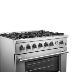 Forno Marco 36" Gas Range with 6 Burners, 5.36 cu.ft. Convection Oven, and Temperature Gauge in Stainless Steel - FFSGS6277-36 - The Home Selection