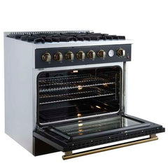 Forno Marco 36" Gas Range with 6 Burners, 5.36 cu.ft. Convection Oven, and Temperature Gauge in Stainless Steel - FFSGS6277-36 - The Home Selection