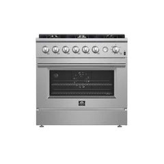 Forno Marco 36" Gas Range with 6 Burners, 5.36 cu.ft. Convection Oven, and Temperature Gauge in Stainless Steel - FFSGS6277-36 - The Home Selection
