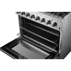 Forno Marco 36-Inch Dual Fuel Range Stainless Steel, 6 Sealed Burners - 67,000 BTU, 5.36 cu.ft. True Convection Oven - FFSGS6197-36 - The Home Selection