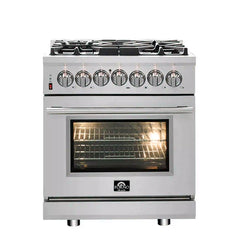 Forno Massimo 30-Inch Dual Fuel Range in Stainless Steel (FFSGS6125-30) - The Home Selection