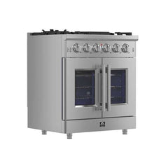 Forno Massimo 30-Inch French Door Gas Range in Stainless Steel (FFSGS6439-30) - The Home Selection