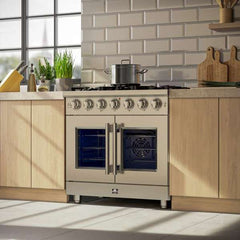 Forno Massimo 36-Inch French Door Gas Range in Stainless Steel (FFSGS6439-36) - The Home Selection