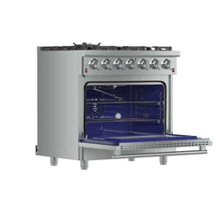Forno Massimo 36-Inch Gas Range in Stainless Steel - FFSGS6239-36 - The Home Selection