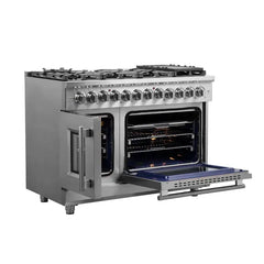Forno Massimo 48″ Freestanding French Door Dual Fuel Range with 8 Burners - FFSGS6325-48 - The Home Selection