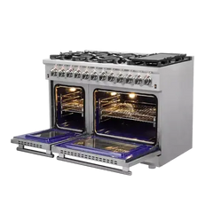 Forno Massimo 48-Inch Freestanding Dual Fuel Range in Stainless Steel (FFSGS6125-48) - The Home Selection