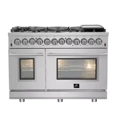 Forno Massimo 48-Inch Freestanding Dual Fuel Range in Stainless Steel (FFSGS6125-48) - The Home Selection