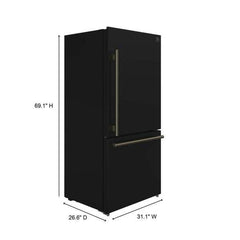 Forno Milano Espresso 31-Inch 17.2 cu. ft. Bottom Freezer Right Swing Door Refrigerator in Black - FFFFD1785-31BLK - The Home Selection