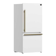 Forno Milano Espresso 31-Inch 17.2 cu. ft. Bottom Freezer Right Swing Door Refrigerator in White with Stainless Steel Handle (FFFFD1785-31WHT) - The Home Selection
