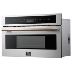Forno Oliena 30-Inch Built-In 1.6 Cu. Ft. Compact Oven in Stainless Steel with Brass Trim - FMWDR3093-30 - The Home Selection