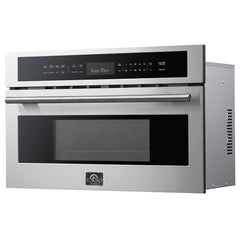 Forno Oliena 30-Inch Built-In 1.6 Cu. Ft. Compact Oven in Stainless Steel with Brass Trim - FMWDR3093-30 - The Home Selection