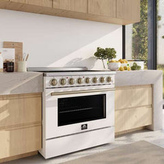 Forno Paolo 36 Inch Freestanding Electric Range, 5.44 cu.ft, True Convection Oven, Energy Efficient - FFSEL6011-36 - The Home Selection