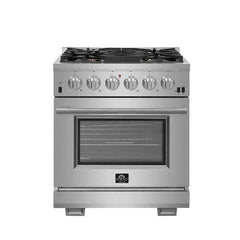 FORNO Premium 2-Piece Kitchen Bundle - Capriasca 30" Stainless Steel Range, Forno Gallipoli 30" French Door Refrigerator with Bottom Freezer 17.5 cu. ft Capacity - FBDL-019-01CAUS - The Home Selection
