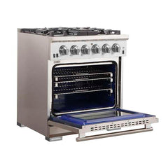 FORNO Premium 2-Piece Kitchen Bundle - Capriasca 30" Stainless Steel Range, Forno Gallipoli 30" French Door Refrigerator with Bottom Freezer 17.5 cu. ft Capacity - FBDL-019-01CAUS - The Home Selection