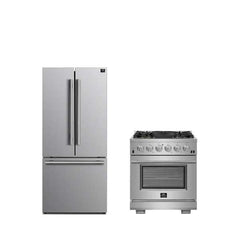 FORNO Premium 2-Piece Kitchen Bundle - Capriasca 30" Stainless Steel Range, Forno Gallipoli 30" French Door Refrigerator with Bottom Freezer 17.5 cu. ft Capacity - FBDL-019-01CAUS - The Home Selection