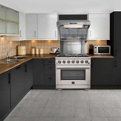 FORNO Premium 2-Piece Kitchen Bundle - Capriasca 36" Stainless Steel Range, Forno Salerno 36" Side by Side Stainless Steel Refrigerator 20 cu.ft - FBDL-019-02CAUS - The Home Selection