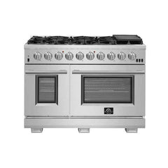 FORNO Premium 2-Piece Kitchen Bundle - Capriasca 48" Stainless Steel Range, Forno Maderno 2-28 " Wide Units with Decorative Trim - FBDL-019-06CAUS - The Home Selection