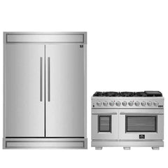 FORNO Premium 2-Piece Kitchen Bundle - Capriasca 48" Stainless Steel Range, Forno Maderno 2-28 " Wide Units with Decorative Trim - FBDL-019-06CAUS - The Home Selection