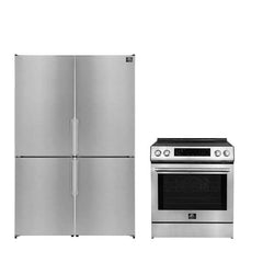 FORNO Premium 2-Piece Kitchen Bundle - Donatello 30" Induction Range, Guardia 46.8" Bottom Freezer Refrigerator - FBDL-008-01CAUS - The Home Selection