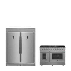 FORNO Premium 2-Piece Kitchen Bundle - Galiano 48" Dual Fuel Range, 60" Side-by-Side Refrigerator - FBDL-005-01CAUS - The Home Selection