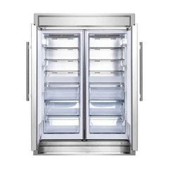 FORNO Premium 2-Piece Kitchen Bundle Galiano 48" Stainless Steel Range and Maderno 2-Piece Convertible Refrigerator/Freezer with Decorative Trim - FBDL-018-03CAUS - The Home Selection