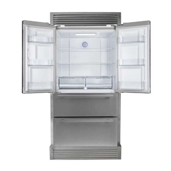 FORNO Premium 2-Piece Kitchen Bundle - Galiano 48" Stainless Steel Range, Forno Moena 36" French Door 19.2 cu. ft Stainless Steel Refrigerator, with Decorative Grill - 40"es Wide - FBDL-019-03CAUS - The Home Selection