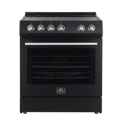 FORNO Premium 2-Piece Kitchen Bundle - Leonardo Espresso 30" Black Range, 30" Black Range Hood - FBDL-002-02US - The Home Selection