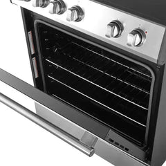 FORNO Premium 2-Piece Kitchen Bundle - Leonardo Espresso 30" Stainless Steel Range, 30" Stainless Steel Range Hood - FBDL-002-01US - The Home Selection